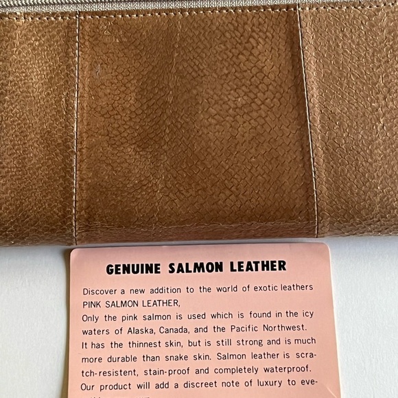 Vintage Wallet Trifold Wallet Genuine Salmon Leather Long Wallet Clutch - Picture 3 of 13